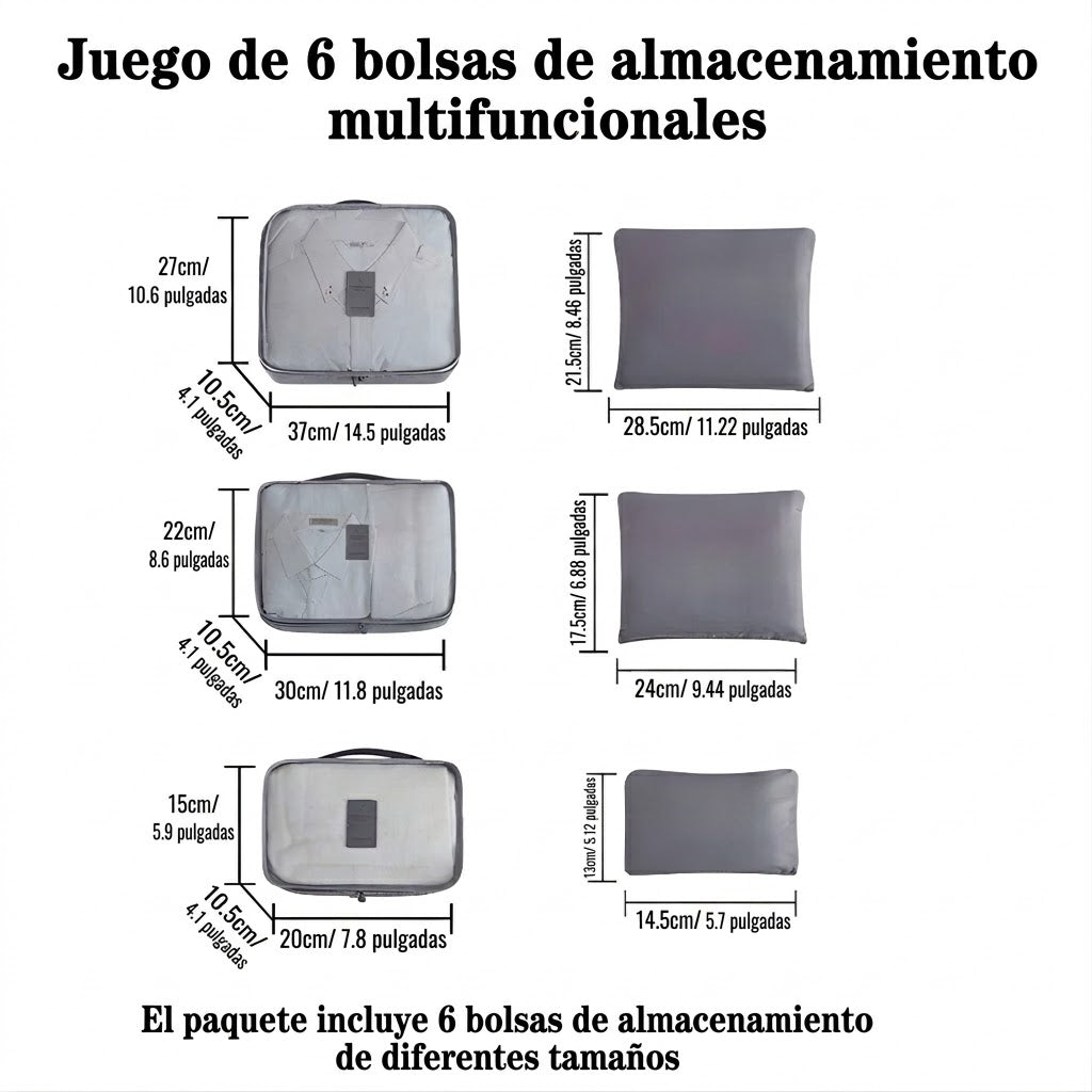 Organizador de Equipaje Completo - 6 Piezas